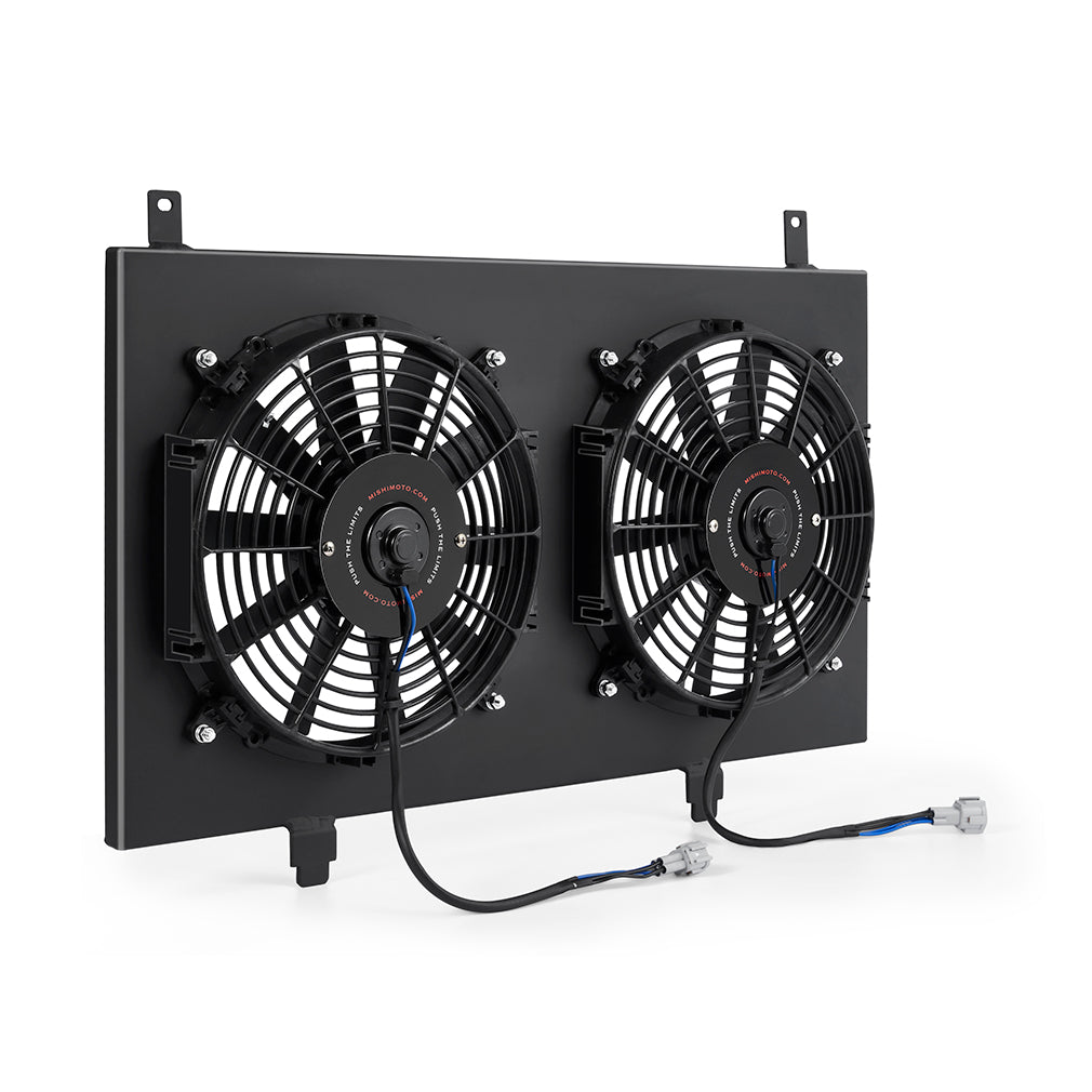 Mishimoto 03-06 Nissan 350Z Aluminum Fan Shroud Black - MMFS-350Z-03BK for 2003-2006 Nissan 350Z - angle view