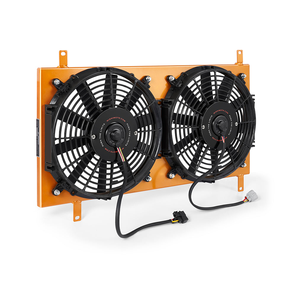 Mishimoto 90-97 Mazda Miata Aluminum Fan Shroud Gold - MMFS-MIA-90GD for 1990-1997 Mazda Miata - angle view