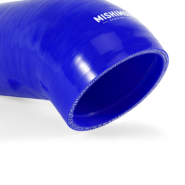 Mishimoto BMW E90/E92 w/ N52 Engine Blue Silicone Intake Boot - MMHOSE-E90-06IHBL for 2006-2013 BMW 3 Series - angle view
