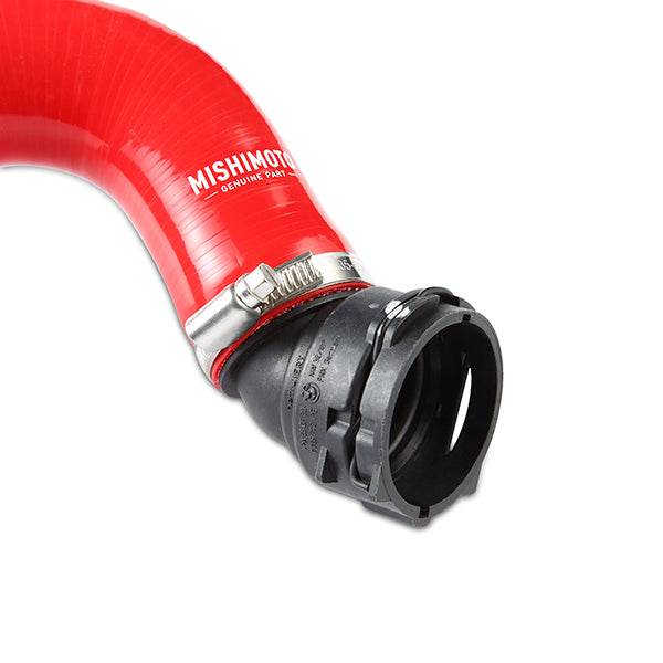 Mishimoto 15+ Ford Mustang GT Red Silicone Upper Radiator Hose - MMHOSE-MUS8-15URD for 2015-2023 Ford Mustang - detail view