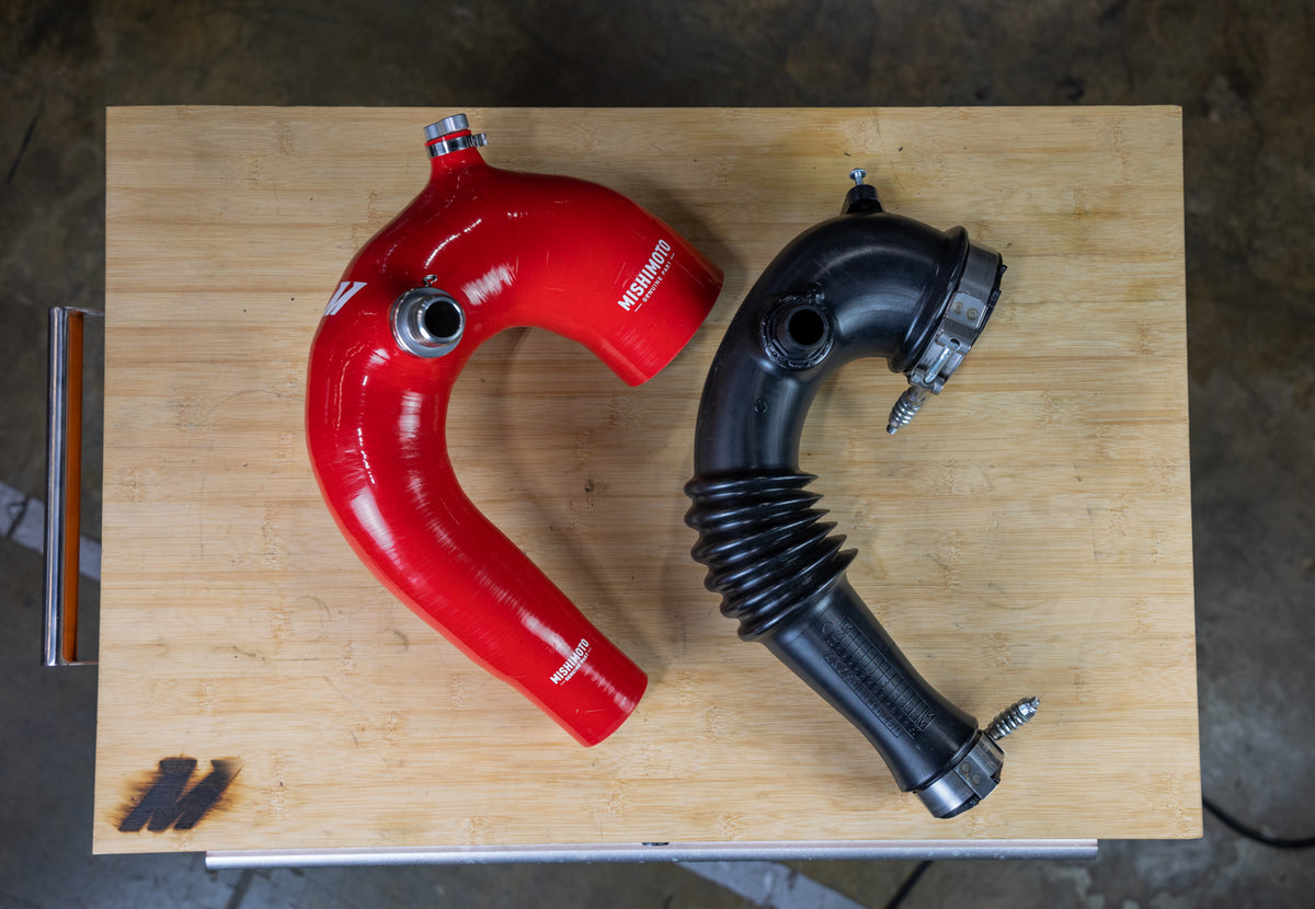 Mishimoto 2016+ Polaris RZR XP Turbo Silicone Intake J-Tube - Black - MMHOSE-RZR-16AIBK for 2016-2024 Polaris RZR XP - angle 