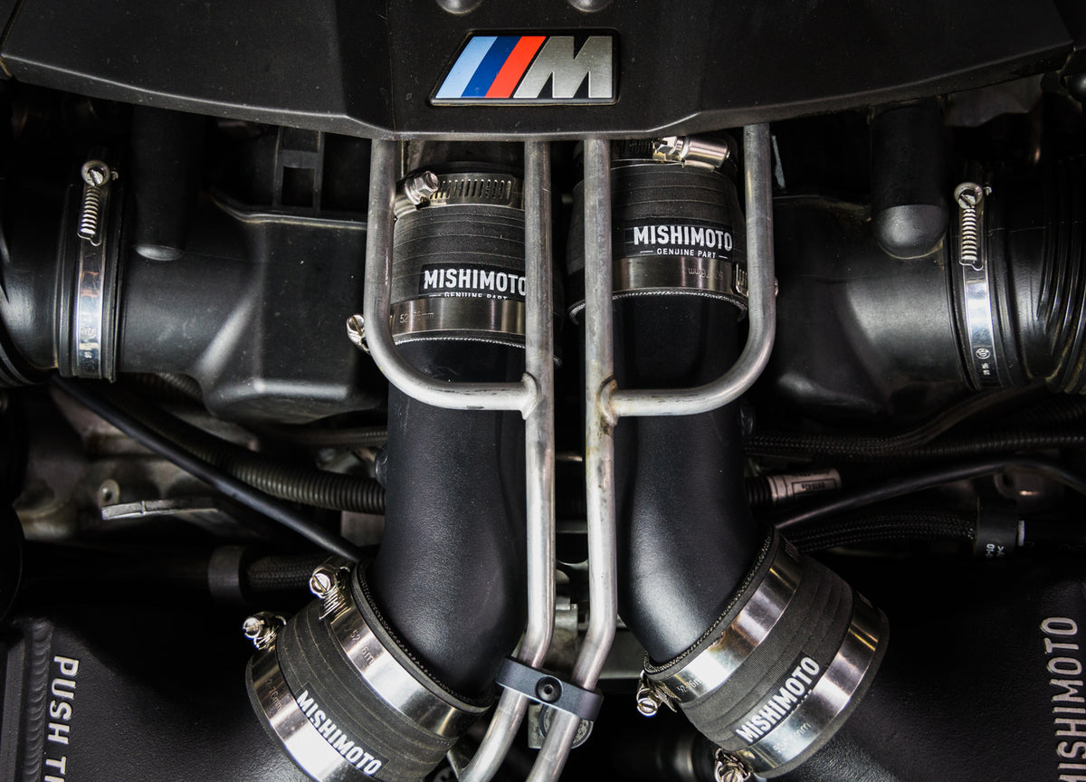 Mishimoto 12-16 BMW F10 M5 Intercooler Pipe Kit Micro Wrinkle Black - MMICP-F10-12MWBK for 2012-2018 BMW M6 - side view