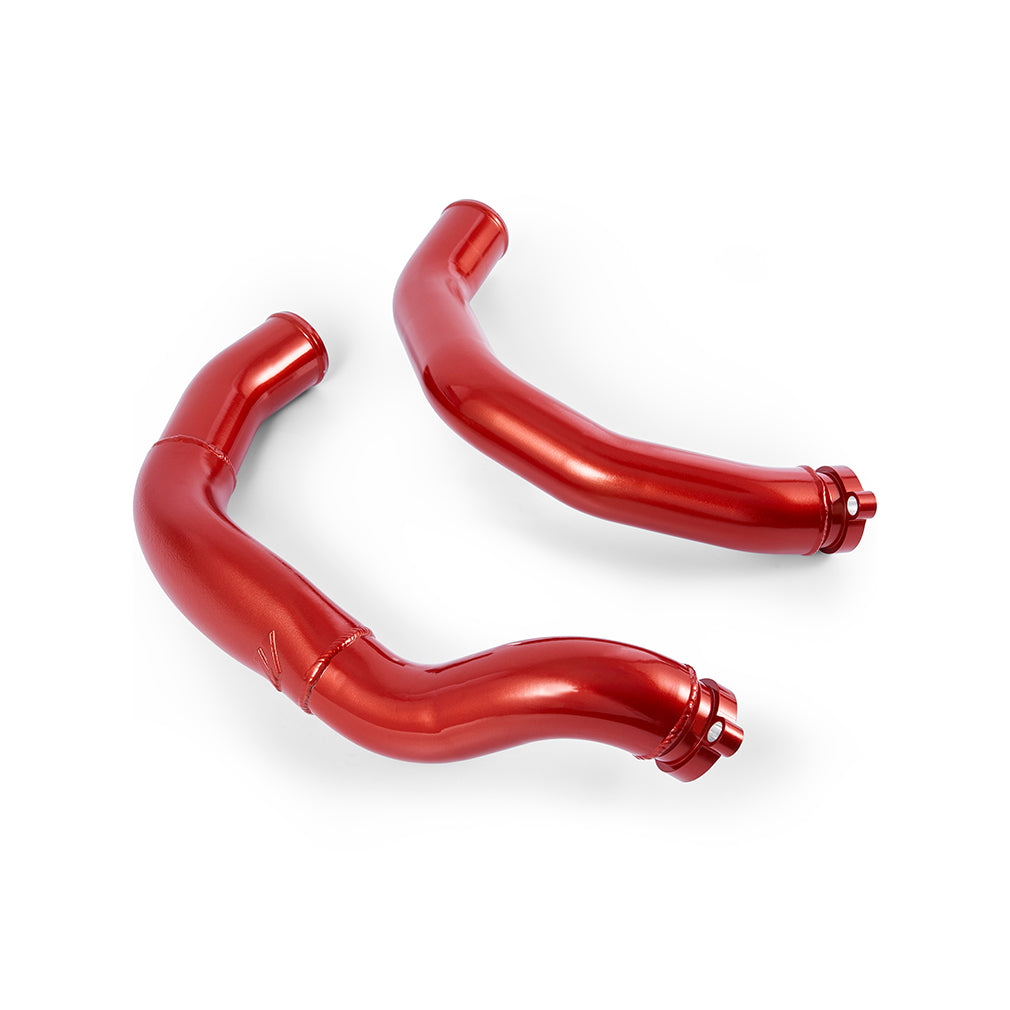 Mishimoto 15-20 BMW F80 M3/M4 Intercooler Pipe Kit - Sakhir Orange - MMICP-F80-15CSO for 2015-2020 BMW M4 - angle view
