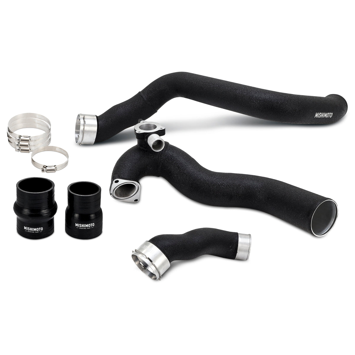 Mishimoto 2024+ Ford Mustang EcoBoost Charge Pipes -  Wrinkle Black - MMICP-MUS4-24WBK