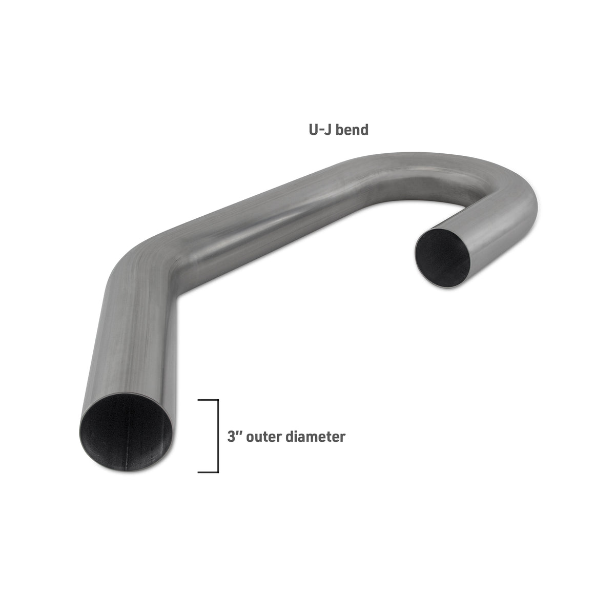 Mishimoto Universal 304SS Exhaust Tubing 3in. OD - U-J Bend - MMICP-SS-3U by Mishimoto - angle view