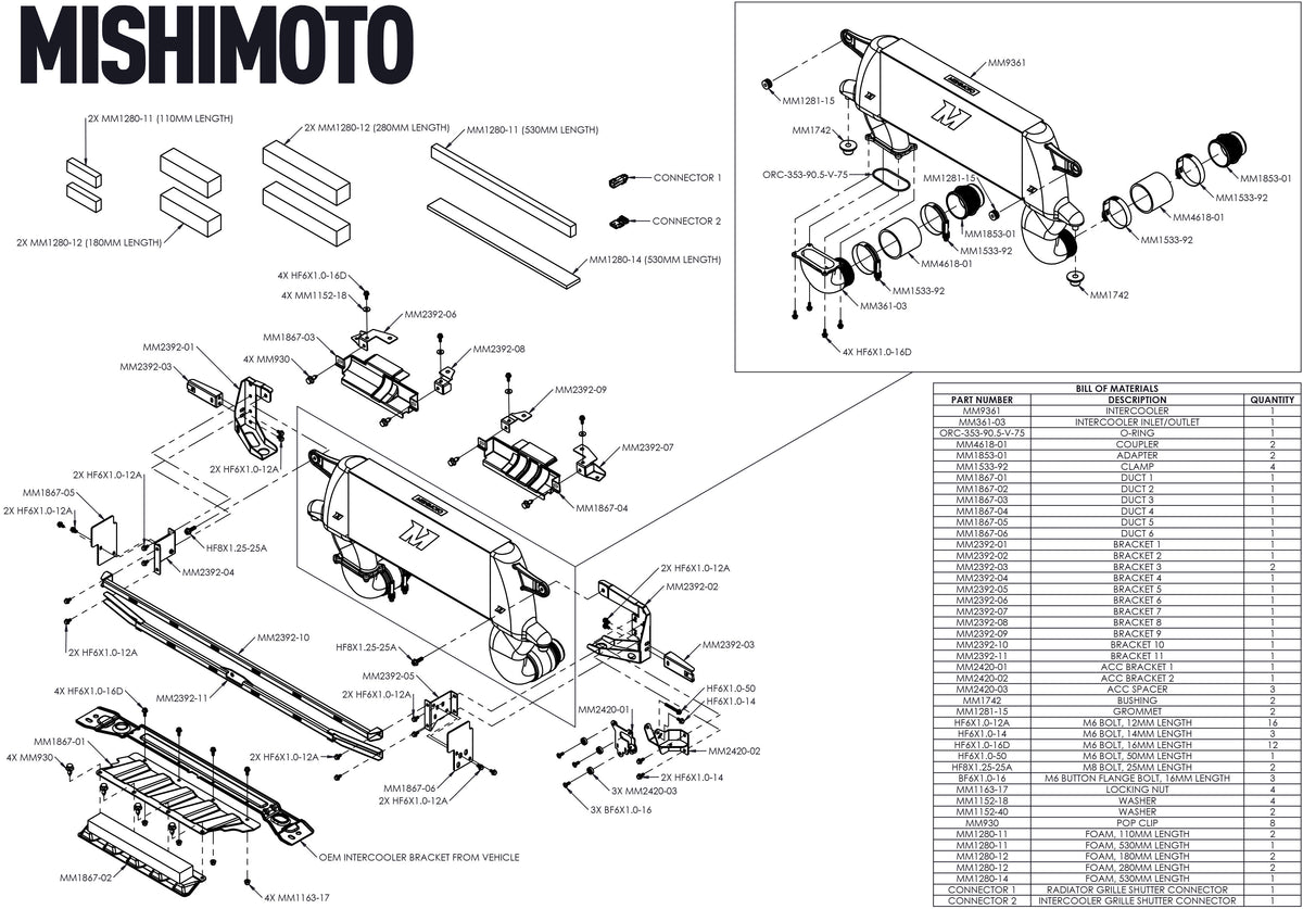 Mishimoto 21+ Ford Bronco High Mount Intercooler Kit - Silver - MMINT-BR-21HSL for 2021-2026 Ford Bronco - installed view