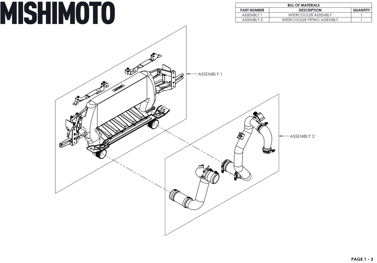 Mishimoto 21+ Bronco 2.3L High Mount INT Kit SL Core BK Pipes - MMINT-BR23-21HKSLBK for 2021-2026 Ford Bronco - rear view