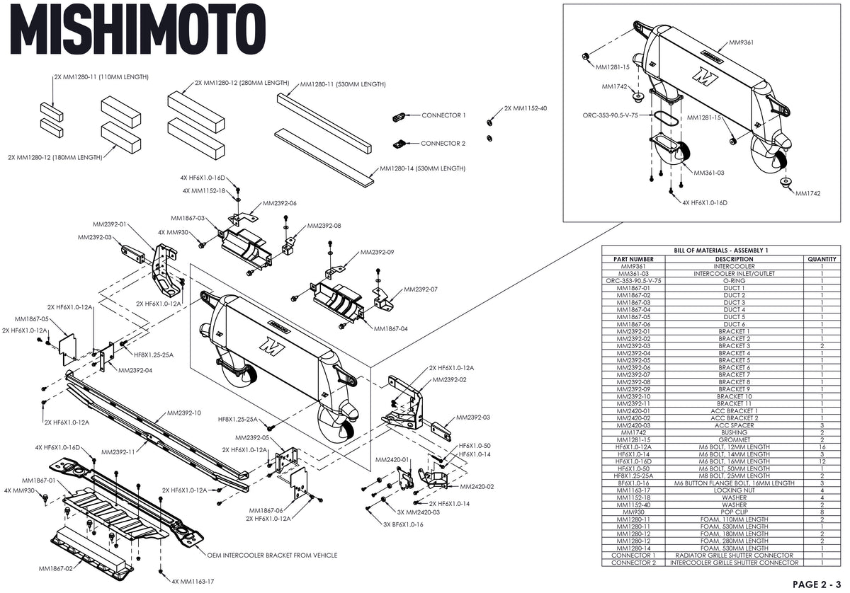 Mishimoto 21+ Bronco 2.3L High Mount INT Kit BK Core BK Pipes - MMINT-BR23-21HKBKBK for 2021-2026 Ford Bronco - installed vie