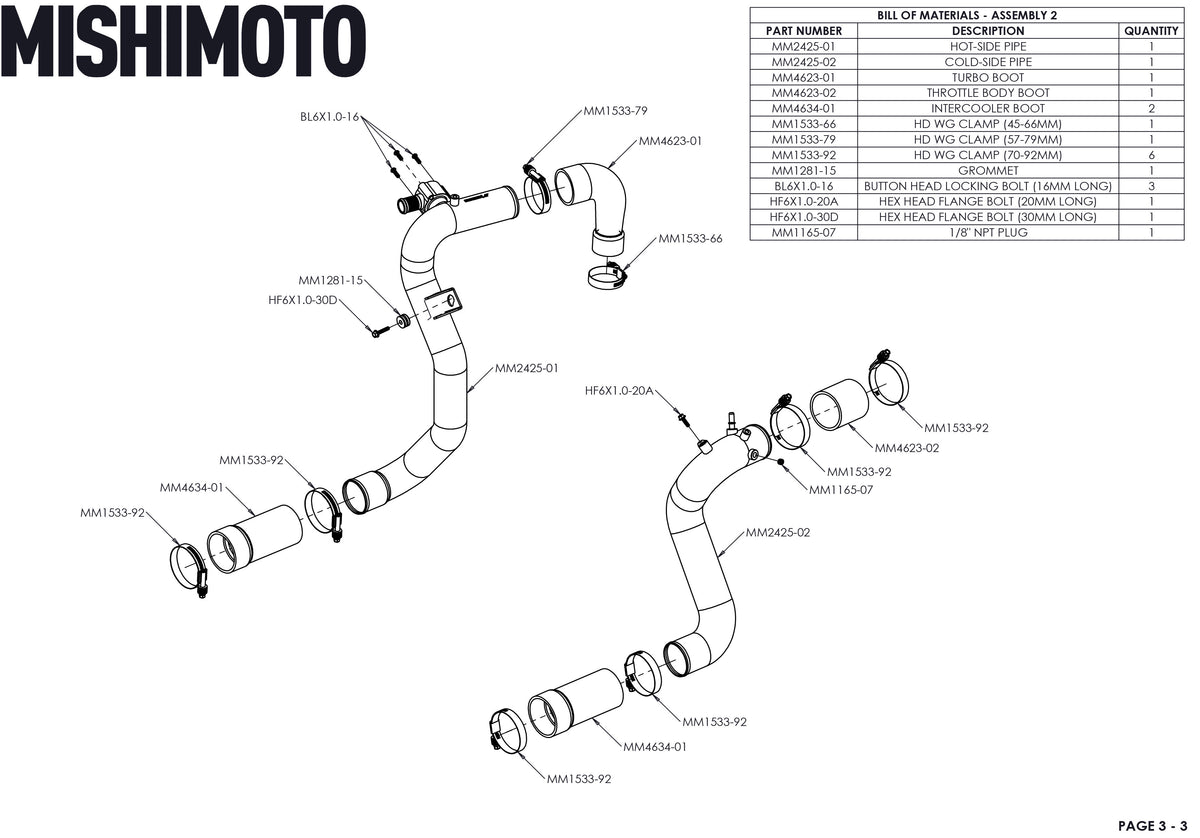 Mishimoto 21+ Bronco 2.3L High Mount INT Kit SL Core BK Pipes - MMINT-BR23-21HKSLBK for 2021-2026 Ford Bronco - additional vi
