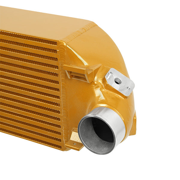 Mishimoto 2013+ Ford Focus ST Gold Intercooler w/ Polished Pipes - MMINT-FOST-13KPGD for 2013-2018 Ford Focus ST - side view