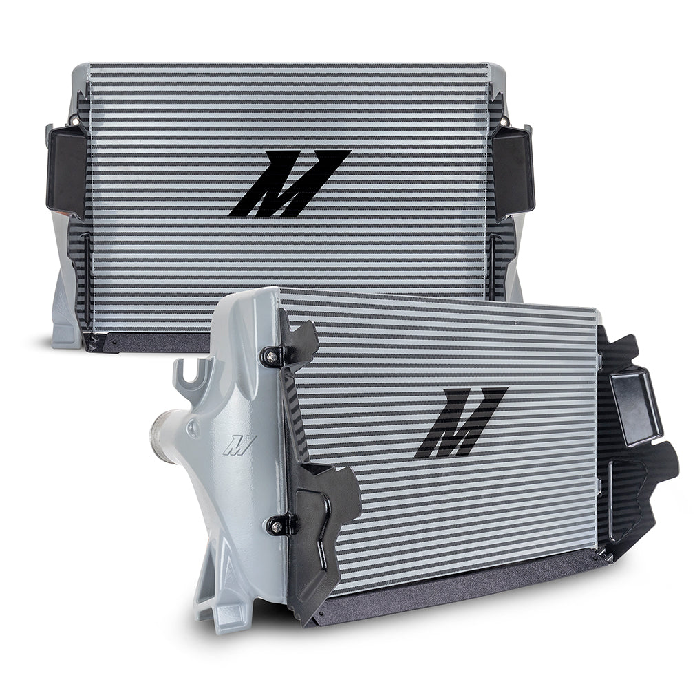 Mishimoto 2019+ Dodge Ram 6.7L Cummins Intercooler Kit / SL Cooler - P Pipes - MMINT-RAM-19KSLP for 2019-2024 Ram 2500 - angl