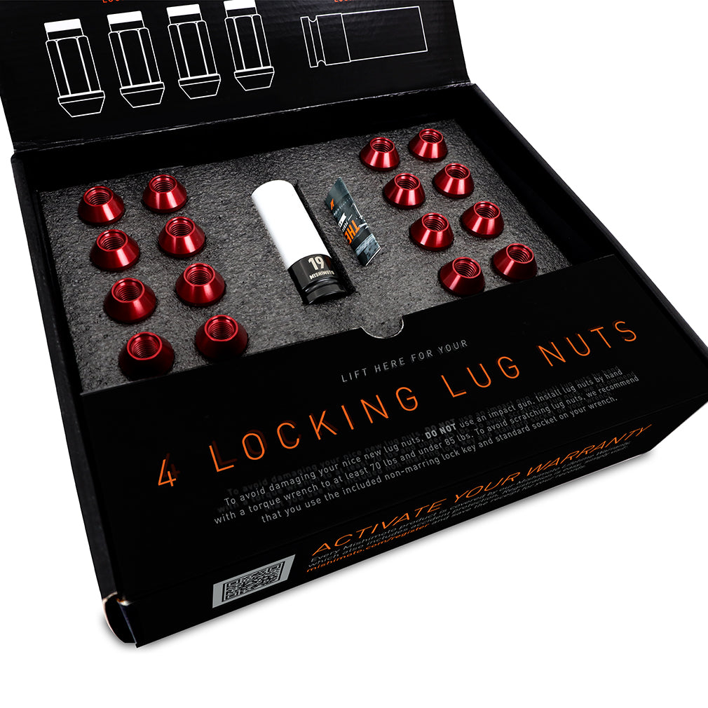 Mishimoto Aluminum Locking Lug Nuts M12x1.25 20pc Set Black - MMLG-125-20LBK by Mishimoto - close-up