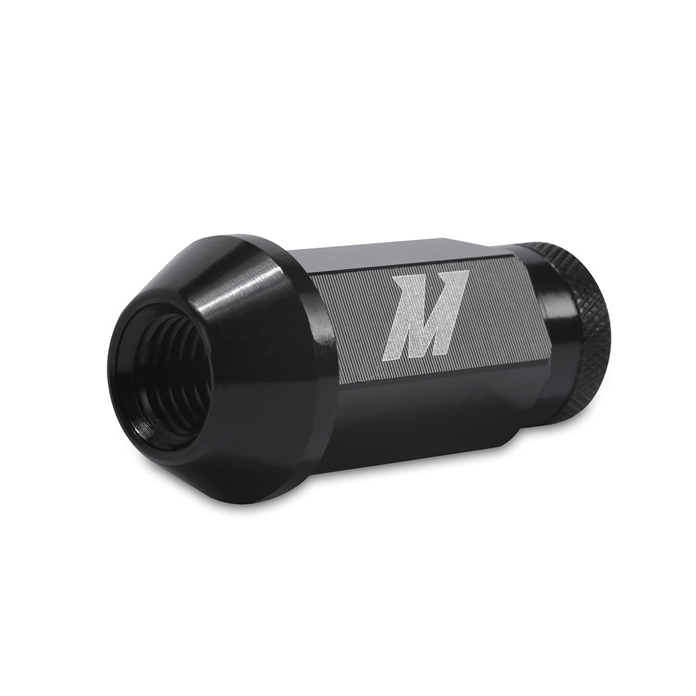 Mishimoto Aluminum Locking Lug Nuts M12x1.25 20pc Set Black - MMLG-125-20LBK by Mishimoto - angle view