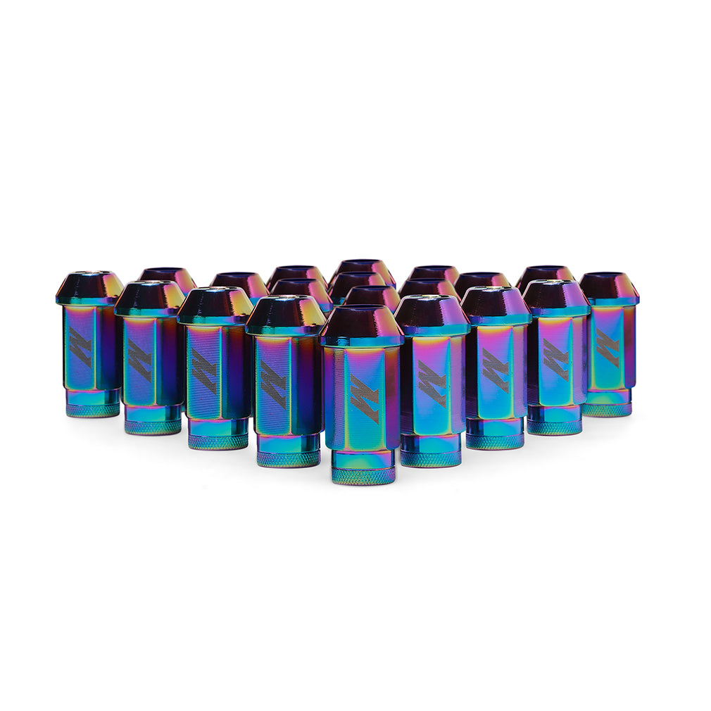 Mishimoto Aluminum Locking Lug Nuts M12x1.25 20pc Set Neo Chrome - MMLG-125-20LNC by Mishimoto - angle view