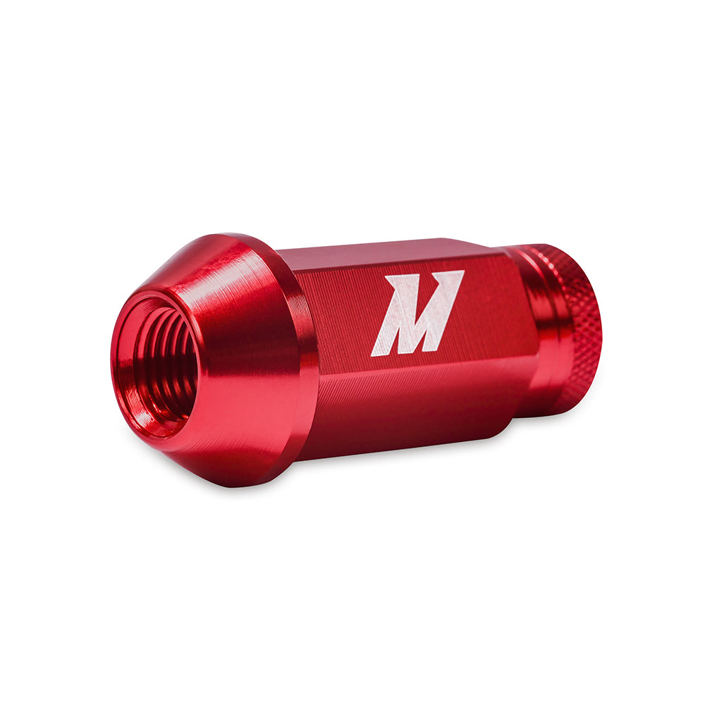 Mishimoto Aluminum Locking Lug Nuts M12x1.5 27pc Set Red - MMLG-15-27LRD for 2021-2026 Ford Bronco - angle view