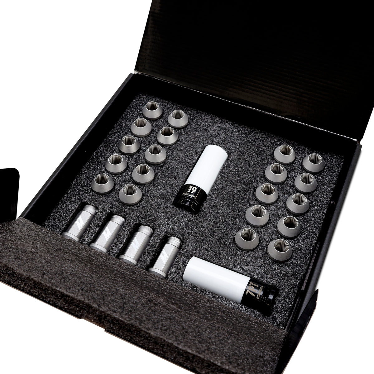 Mishimoto Steel Locking Lug Nuts M14x1.5 24pc Set Black - MMLG-M14-24LBK for 1999-2025 Cadillac Escalade - alternate view
