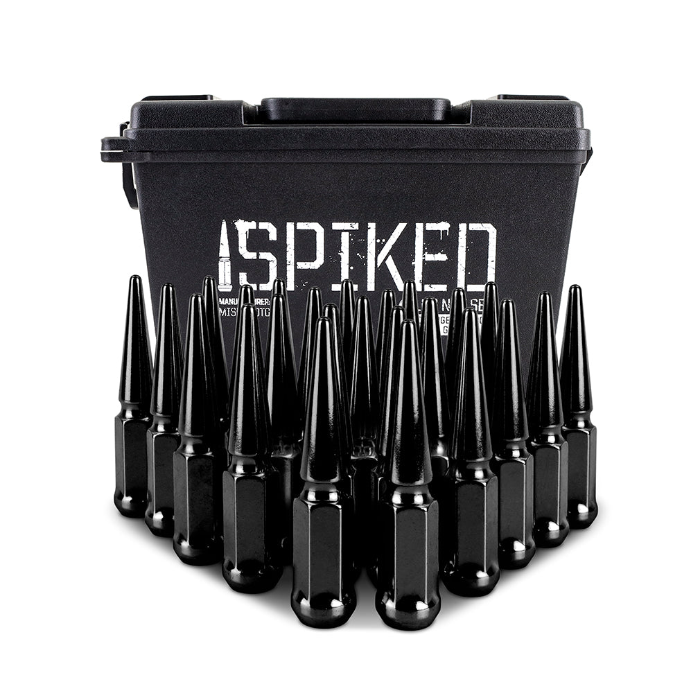 Mishimoto Mishimoto Steel Spiked Lug Nuts M14 x 1.5 24pc Set Black - MMLG-SP1415-24BK for 1999-2025 Cadillac Escalade - detai
