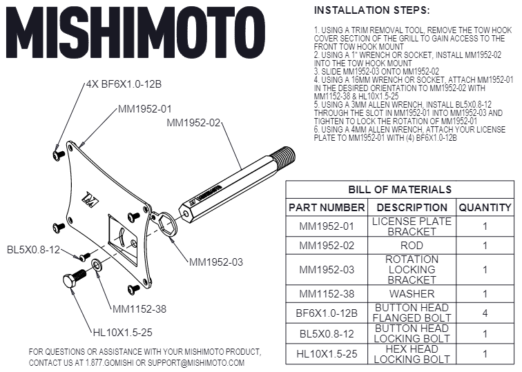 Mishimoto 2023+ Nissan Z License Plate Relocation Kit - MMLP-Z-23 for 2023-2025 Nissan Z - close-up