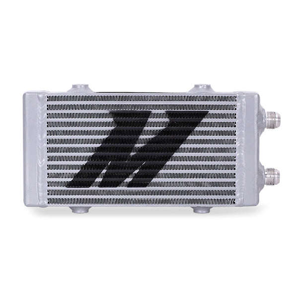 Mishimoto Universal Small Bar and Plate Dual Pass Silver Oil Cooler - MMOC-DP-SSL for 2018-2021 Ford Mustang - detail view
