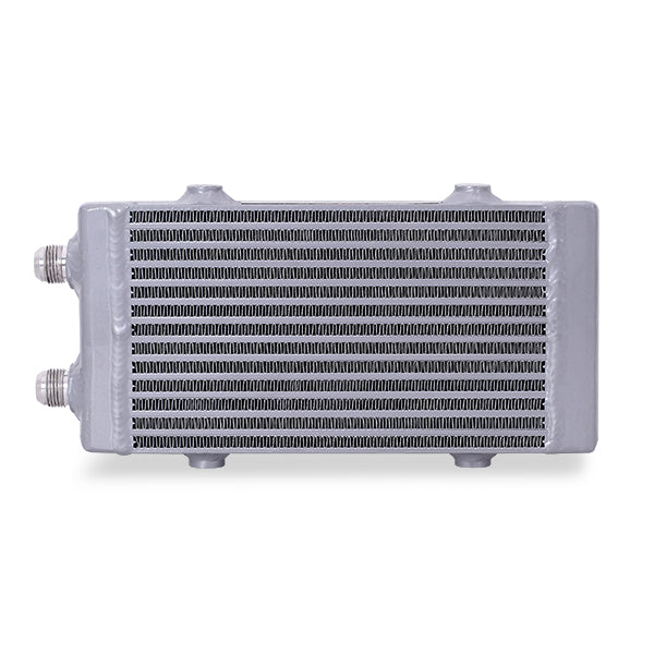 Mishimoto Universal Small Bar and Plate Dual Pass Silver Oil Cooler - MMOC-DP-SSL for 2018-2021 Ford Mustang - installed view