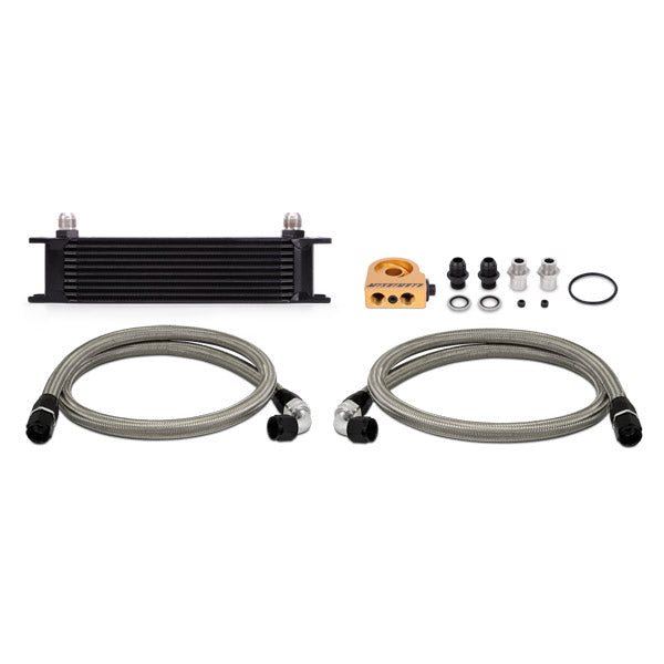 Mishimoto Universal Thermostatic 10 Row Oil Cooler Kit - Black - MMOC-UTBK