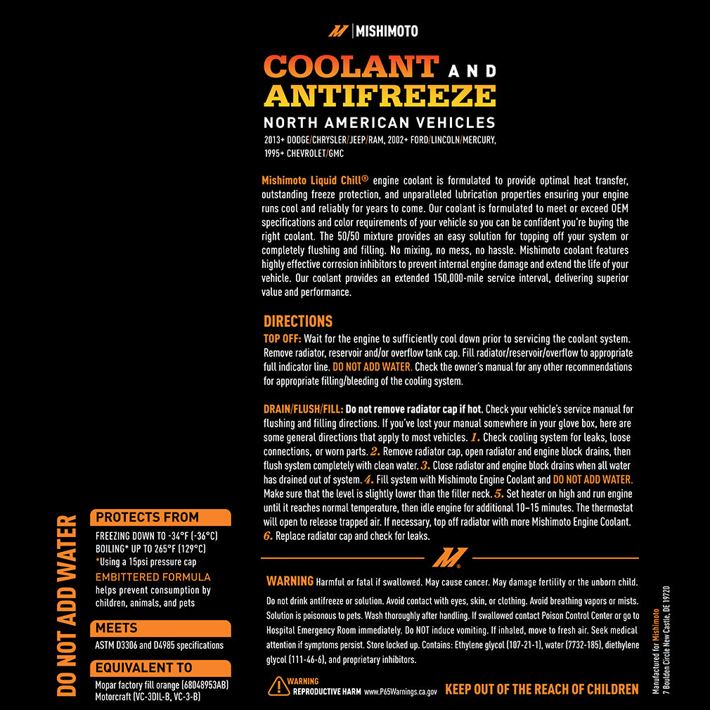 Mishimoto Liquid Chill EG Coolant, North American Vehicles, Orange - MMRA-LC-EG-OR for 1992-1995 Honda Civic - installed view