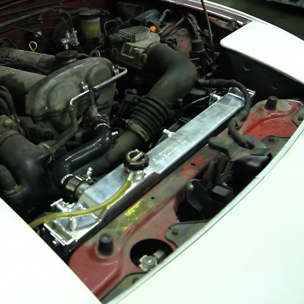 Mishimoto 90-97 Mazda Miata Manual Aluminum Radiator - MMRAD-MIA-90 for 1990-1997 Mazda Miata - rear view