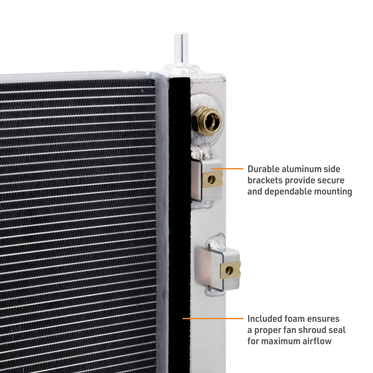 Mishimoto 2019+ Chevy Silverado 1500 Aluminum Radiator - MMRAD-T1-19 for 2019-2026 Chevrolet Silverado 1500 - close-up