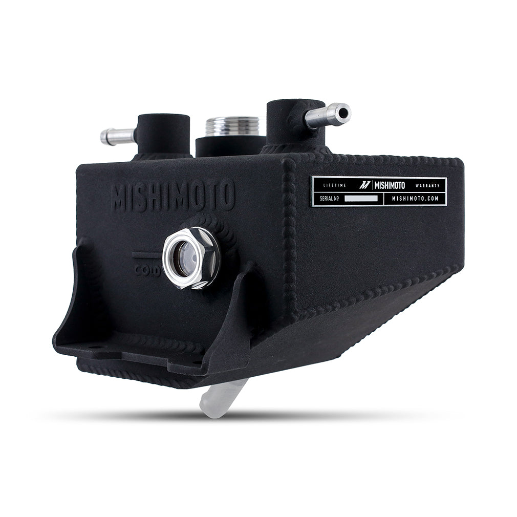 Mishimoto 2024+ Ford Mustang V8/2.3L EcoBoost Expansion Tank - Black - MMRT-MUS-24MWBK for 2024-2026 Ford Mustang - angle vie
