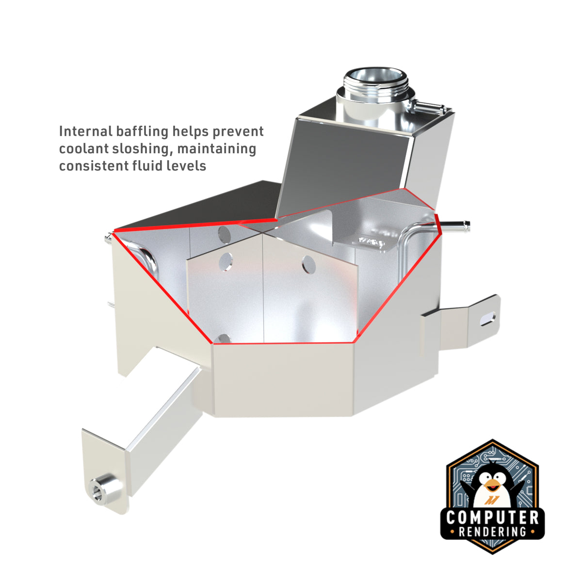Mishimoto 13-2018 Ram 6.7L Cummins Aluminum Degas Tank - Natural - MMRT-RAM-13N for 2013-2018 Ram 2500 - close-up