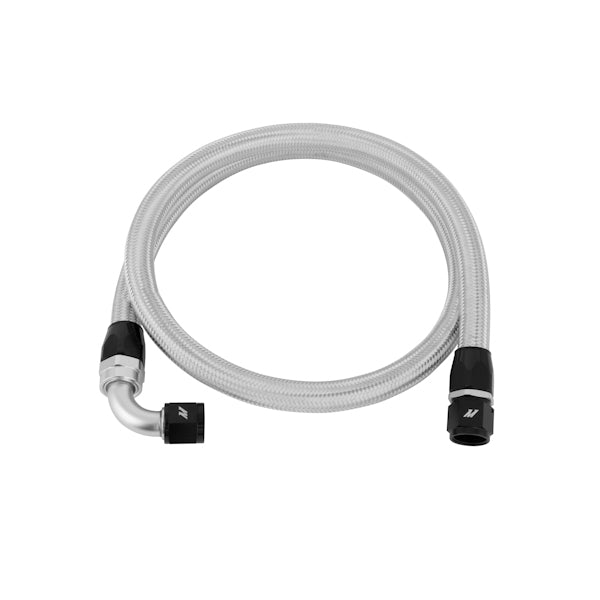 Mishimoto 4 Ft Stainless Steel Braided Hose w/ -10AN Fittings - MMSBH-10-4 by Mishimoto - angle view