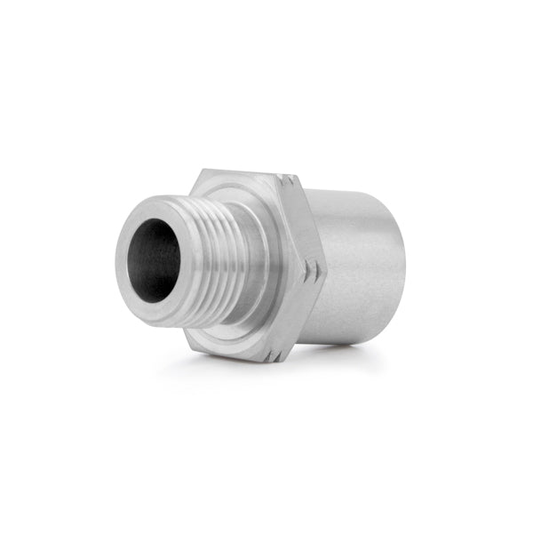 Mishimoto Stainless Steel Sandwich Plate Adapter, 3/4in -16UNF - MMSPA-3416 by Mishimoto - installed view