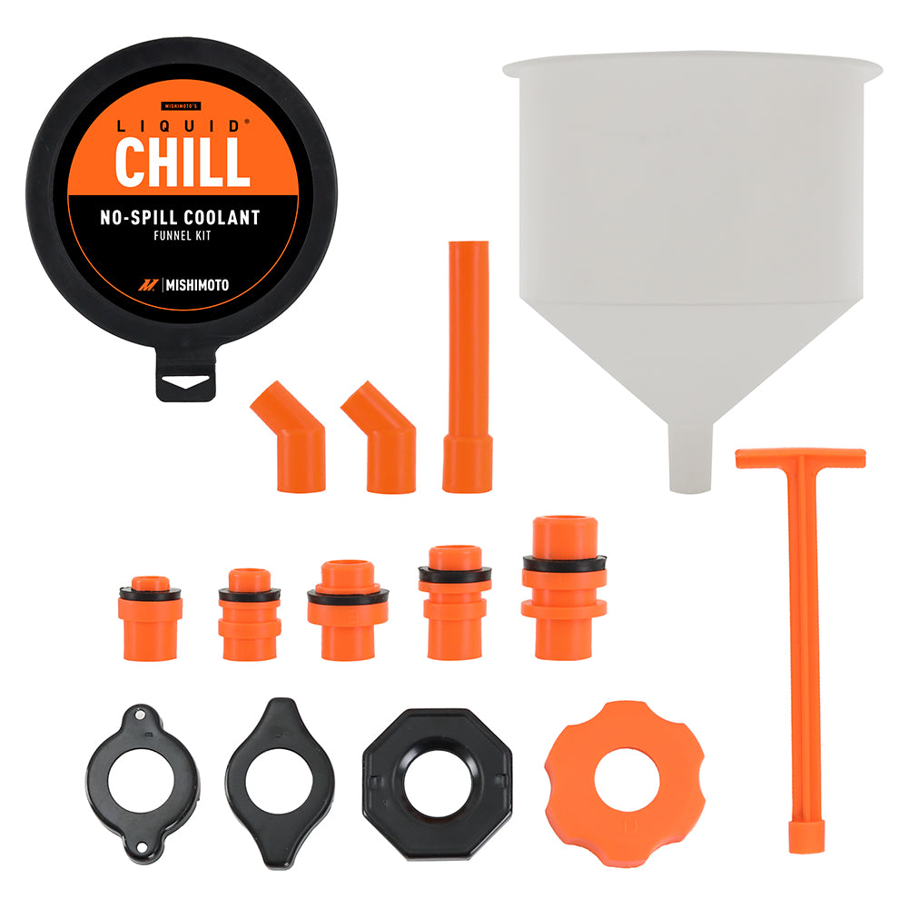Mishimoto No-Spill Coolant Funnel Kit 15pc Set - MMTL-NSF-15 by Mishimoto - angle view