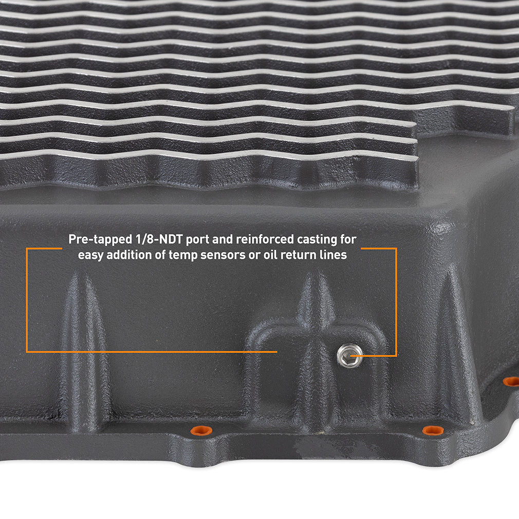 Mishimoto 2011+ Powerstroke 6R140 Transmission Pan - Cast - GR - MMTP-F2D-11 for 2011-2022 Ford F 250 - side view
