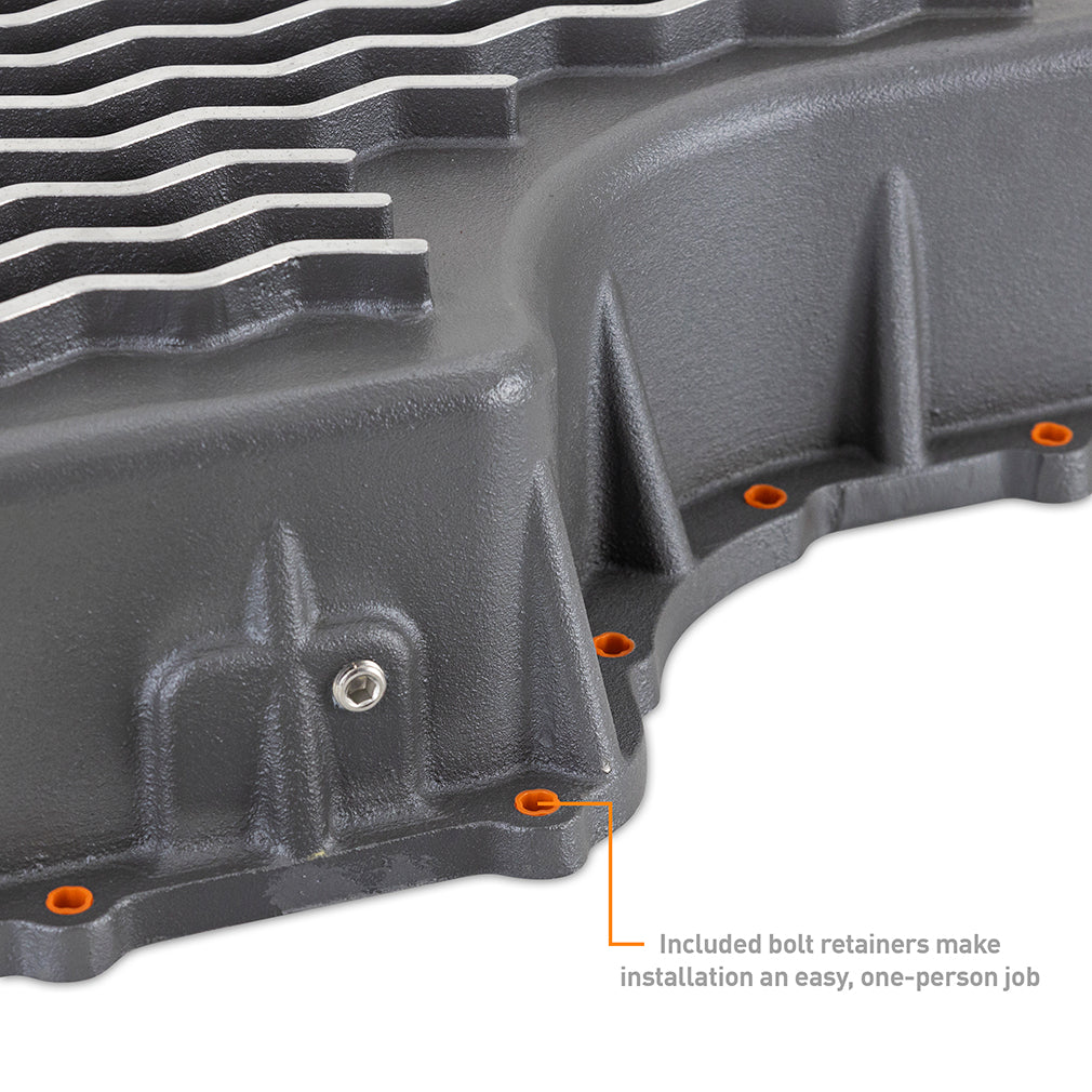 Mishimoto 2011+ Powerstroke 6R140 Transmission Pan - Cast - GR - MMTP-F2D-11 for 2011-2022 Ford F 250 - detail view