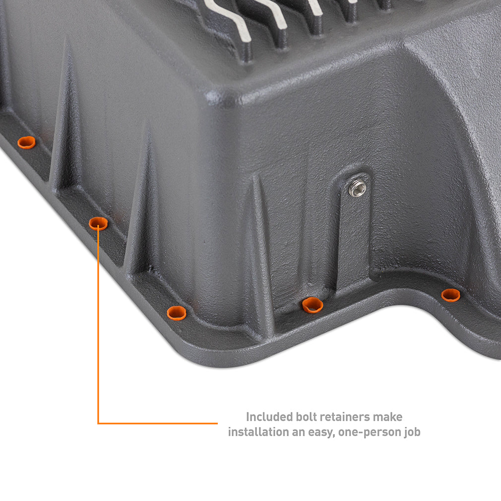 Mishimoto 89-10 Powerstroke E4OD 4R100 5R110 Trans Pan Cast GR - MMTP-F2D-89 for 1992-2013 Ford E 350 - installed view