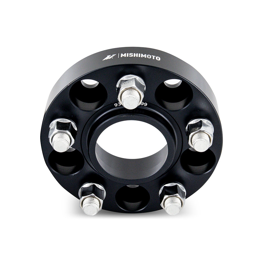 Mishimoto Wheel Spacers - 5x120 - 67.1 - 25 - M14 - Black - MMWS-010-250BK for 2003-2024 Chevrolet Express 3500 - angle view