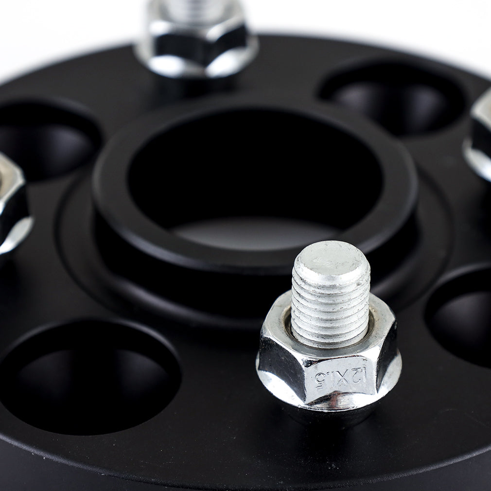 Mishimoto Wheel Spacers - 4x100 - 56.1 - 25 - M12 - Black - MMWS-011-250BK for 1980-2005 Honda Civic - installed view