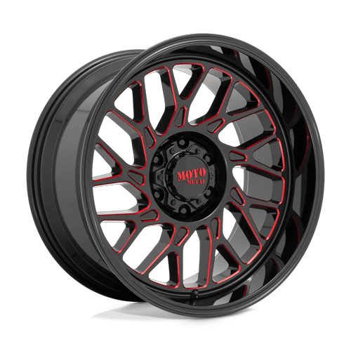 Moto Metal Mo805 20X10 6X135 -18MM Gloss Black Milled W/ Red Tint