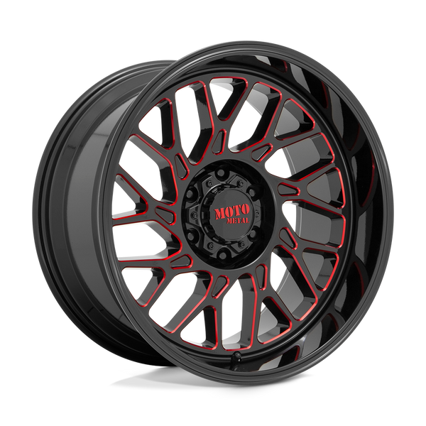 Moto Metal Mo805 20X10 6X135 -18MM Gloss Black Milled W/ Red Tint