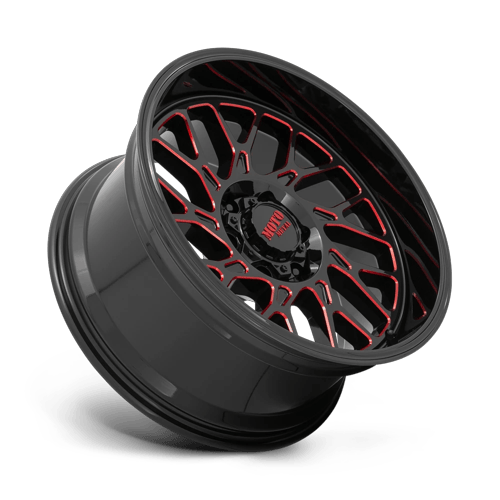 Moto Metal Mo805 20X10 6X135 -18MM Gloss Black Milled W/ Red Tint