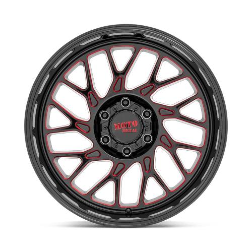Moto Metal Mo805 22X10 5X127 -18MM Gloss Black Milled W/ Red Tint
