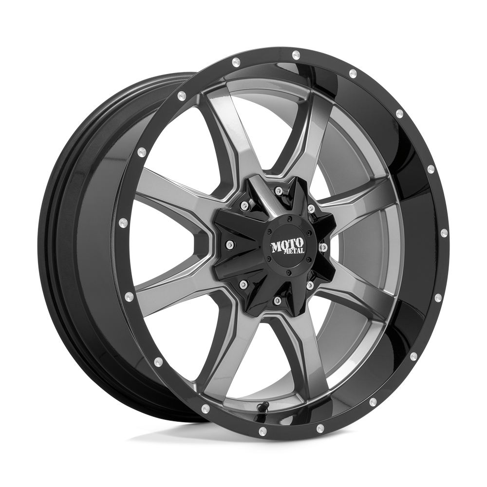 Moto Metal Mo970 20X9 5X127/5X139.7/5X139 +0MM Gloss Gray Center W/ G-Blk Lip