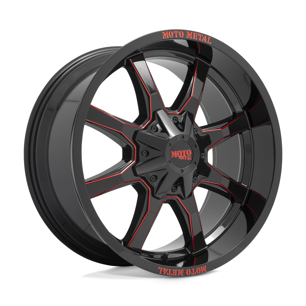 Moto Metal Mo970 20X10 8X165.1 -18MM G-Blk Milled Red Moto Metal Lp