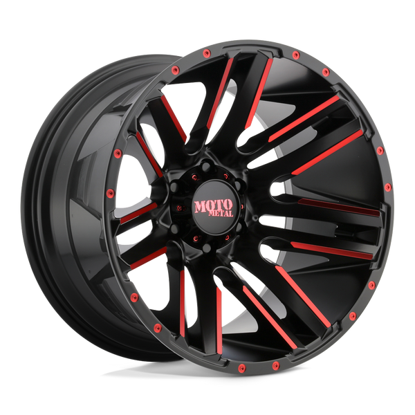 Moto Metal Mo978 Razor 20X10 5X139.7 -24MM Satin Black Mach W/ Red Tint