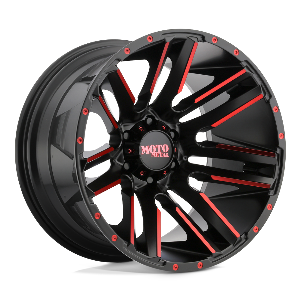 Moto Metal Mo978 Razor 20X10 8X180 -24MM Satin Black Mach W/ Red Tint