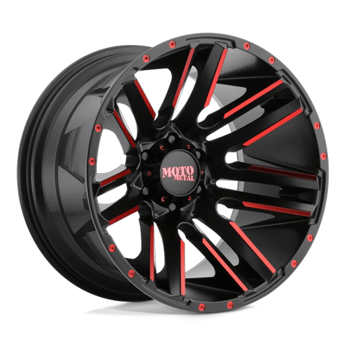 Moto Metal Mo978 Razor 20X10 6X139.7 -24MM Satin Black Mach W/ Red Tint