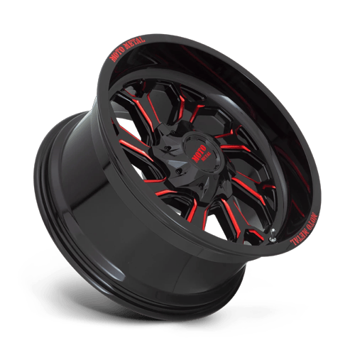 Moto Metal Mo999 20X10 8X165.1 -18MM Gloss Black Milled W/ Red Tint