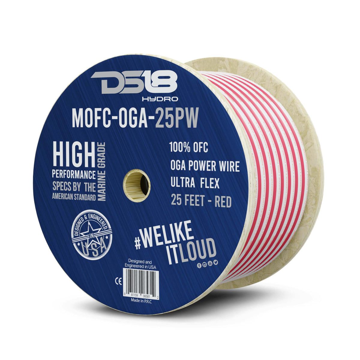 DS18 0-Gauge Power Wire 25ft - MOFC0GA25P - rear view
