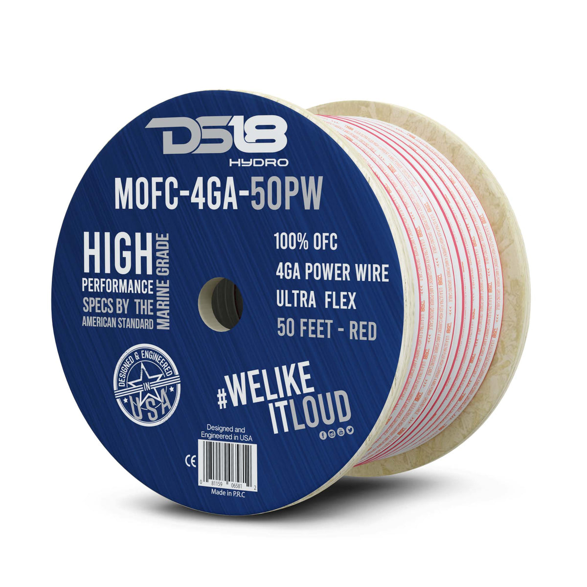 DS18 4-Gauge Power Wire 50ft - MOFC4GA50P - rear view
